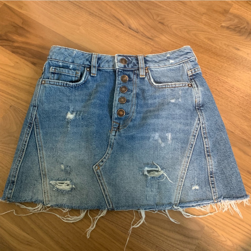 We the Free Distressed Denim Skirt-25